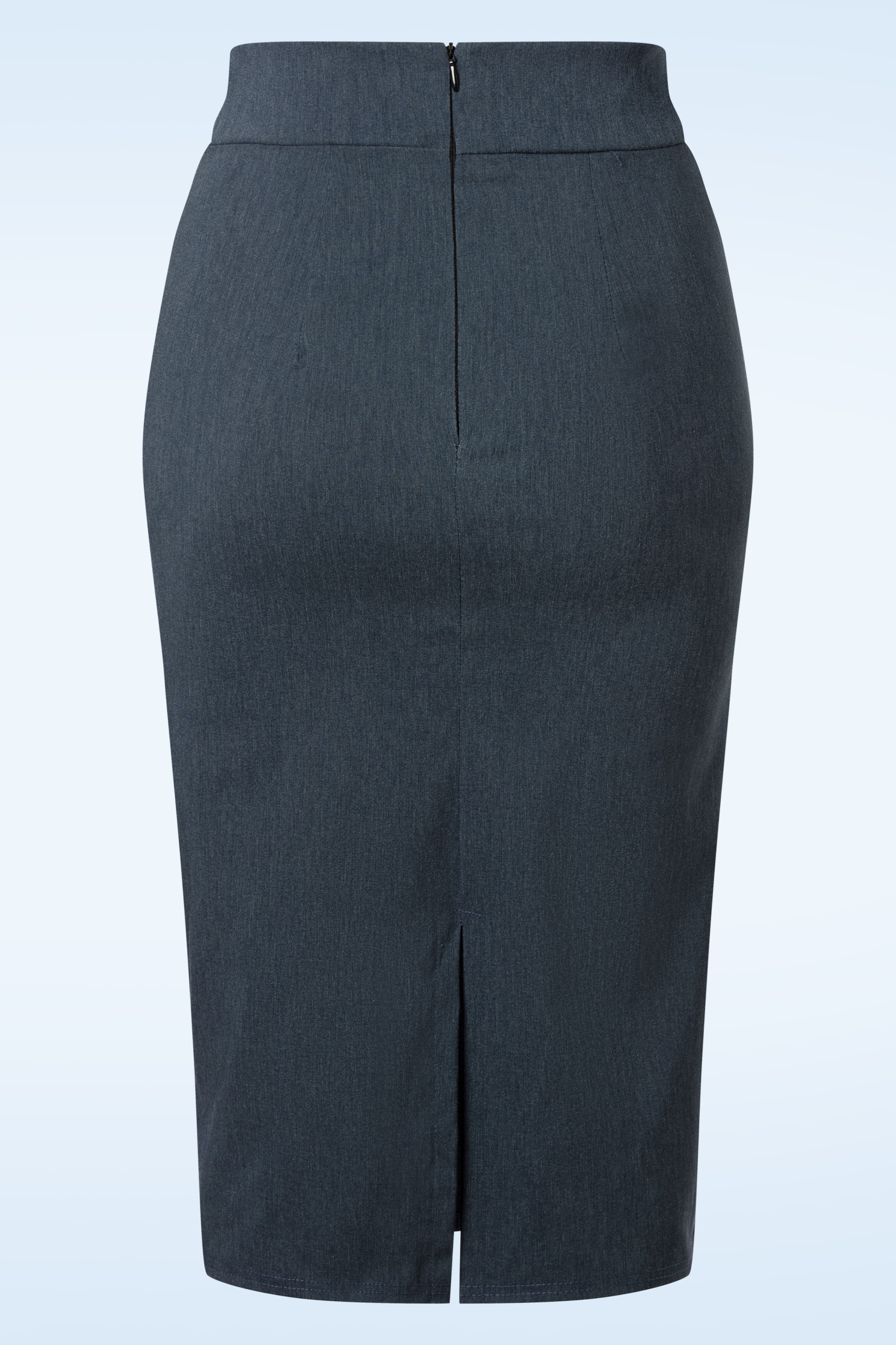 Vintage Chic for Topvintage - Loreen Bengaline Pencil rok in denim blauw 3