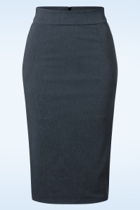 Vintage Chic for Topvintage - Loreen Bengaline Pencil Skirt in Denim Blue 2