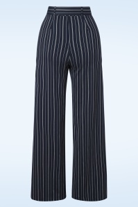 Vintage Chic for Topvintage - Sasha krijtstreep pantalon in navyblauw en wit 3