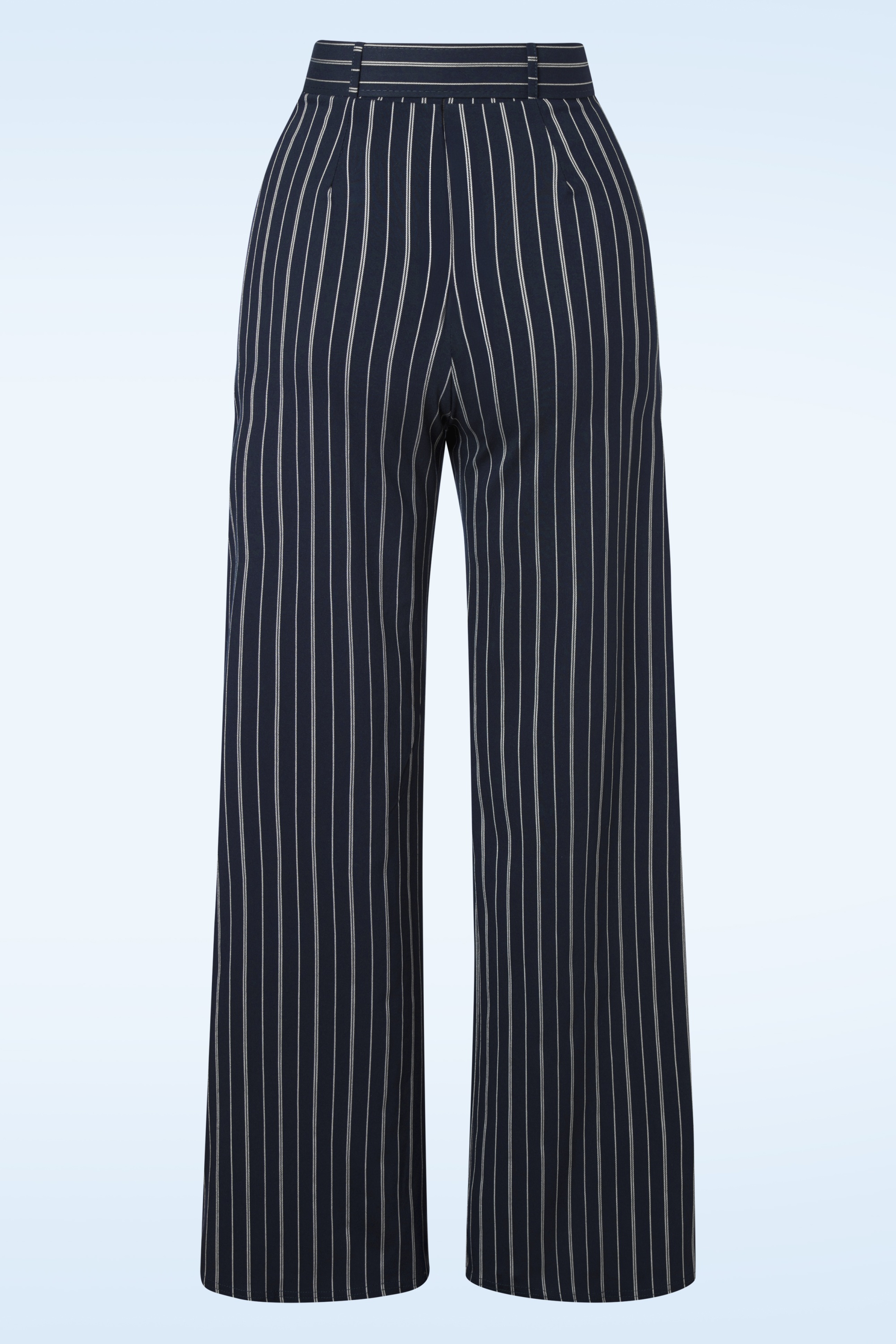 Vintage Chic for Topvintage - Sasha krijtstreep pantalon in navyblauw en wit 3