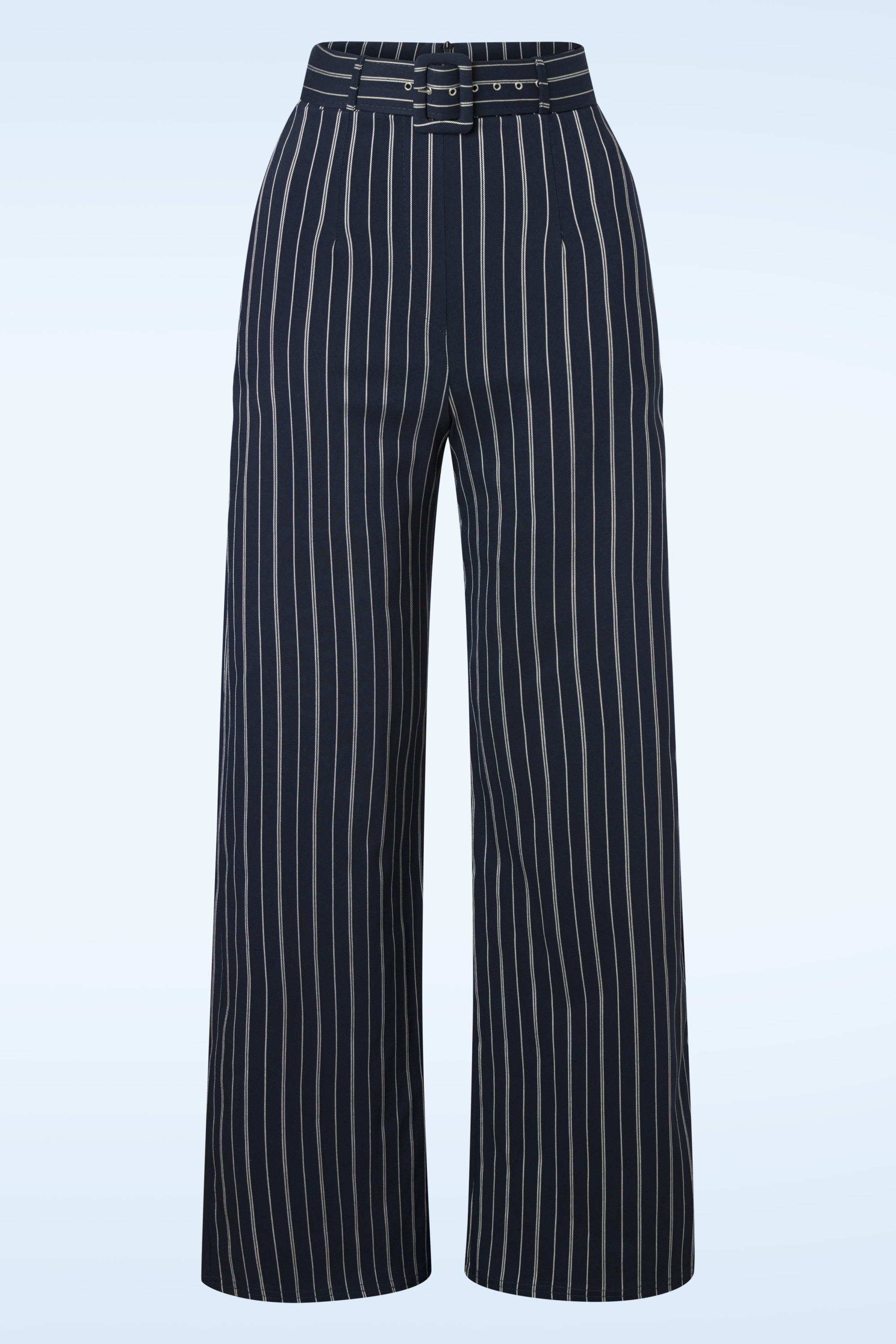 Vintage Chic for Topvintage - Sasha krijtstreep pantalon in navyblauw en wit