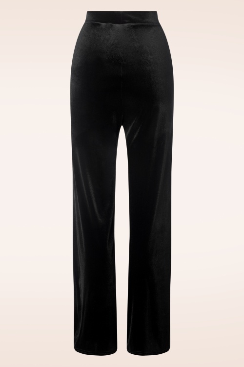 Vintage Chic for Topvintage - Victoria Velvet Rechte Pantalon in Zwart 3