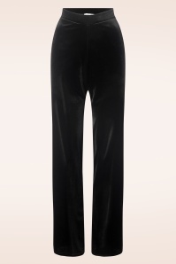 Vintage Chic for Topvintage - Topvintage exclusive ~ Victoria Velvet Rechte Pantalon in Zwart