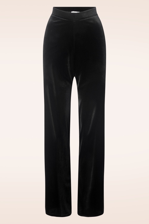 Vintage Chic for Topvintage - Victoria Velvet Rechte Pantalon in Zwart