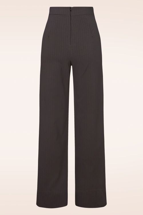 Vintage Chic for Topvintage - Bonnie krijtstreep pantalon in bruin 3