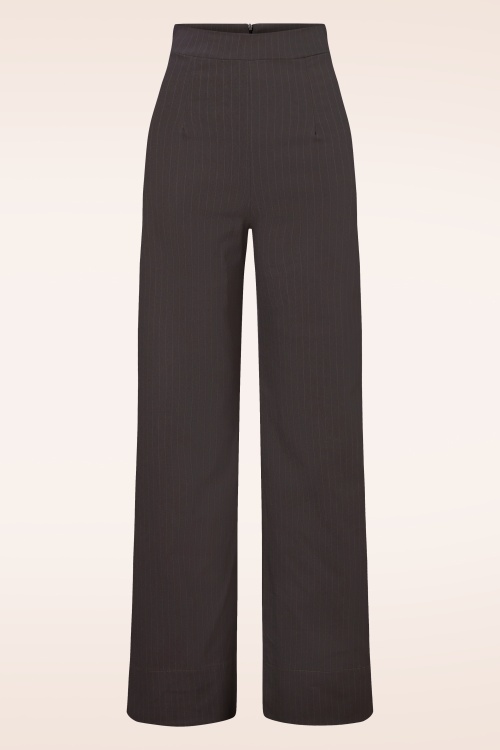 Vintage Chic for Topvintage - Bonnie krijtstreep pantalon in bruin