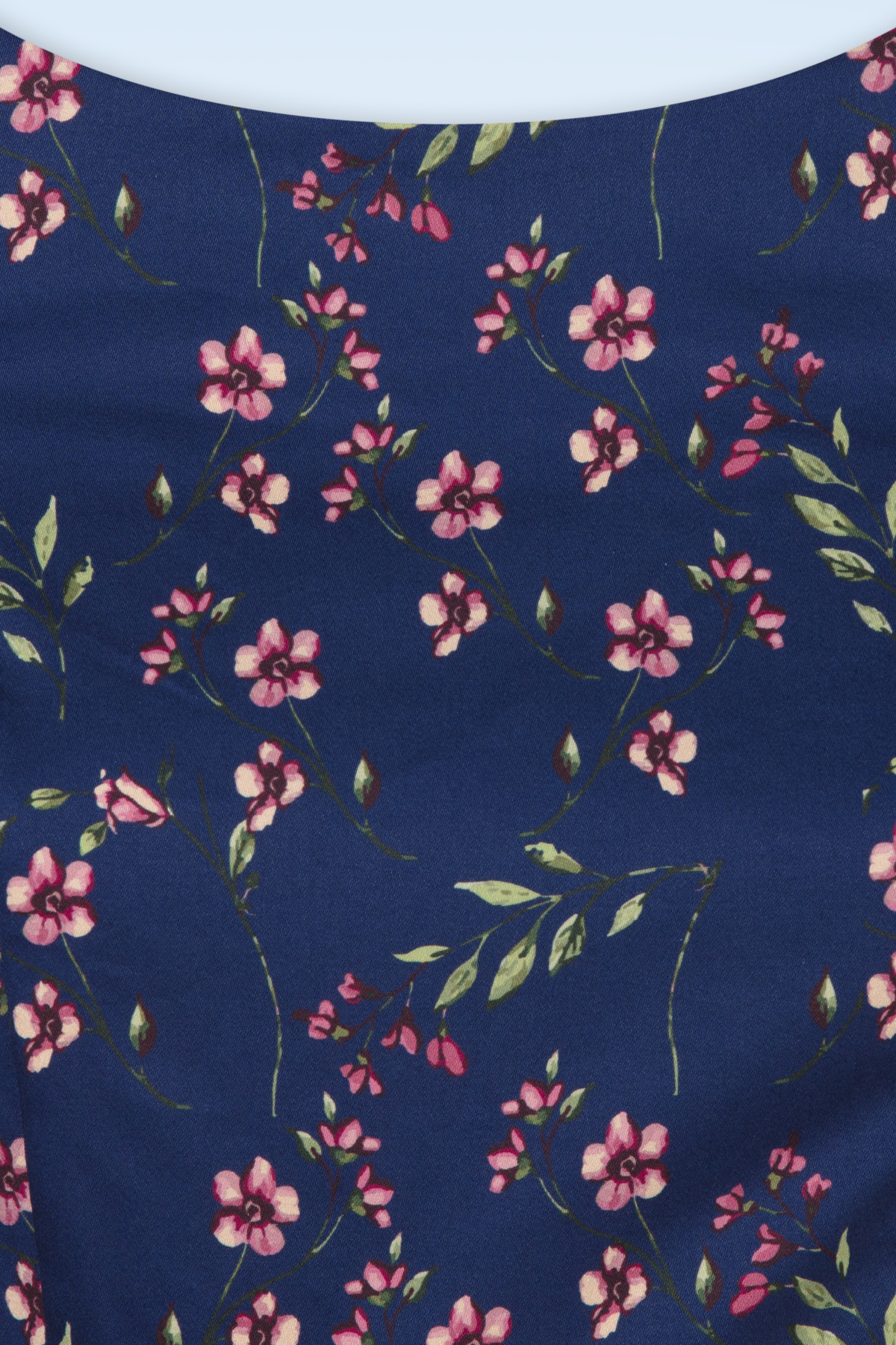 Topvintage Boutique Collection - Adriana Pink Blossom swing jurk in navyblauw 3