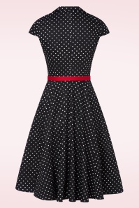 Topvintage Boutique Collection - Angie Polkadot swing jurk in zwart en wit 5