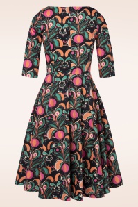 Topvintage Boutique Collection - Adriana Kaleidoscope swing jurk in zwart en multi 5