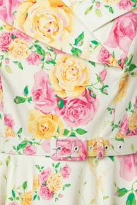 Vintage Diva  - Aurelia swing jurk met roze en gele bloemen 7