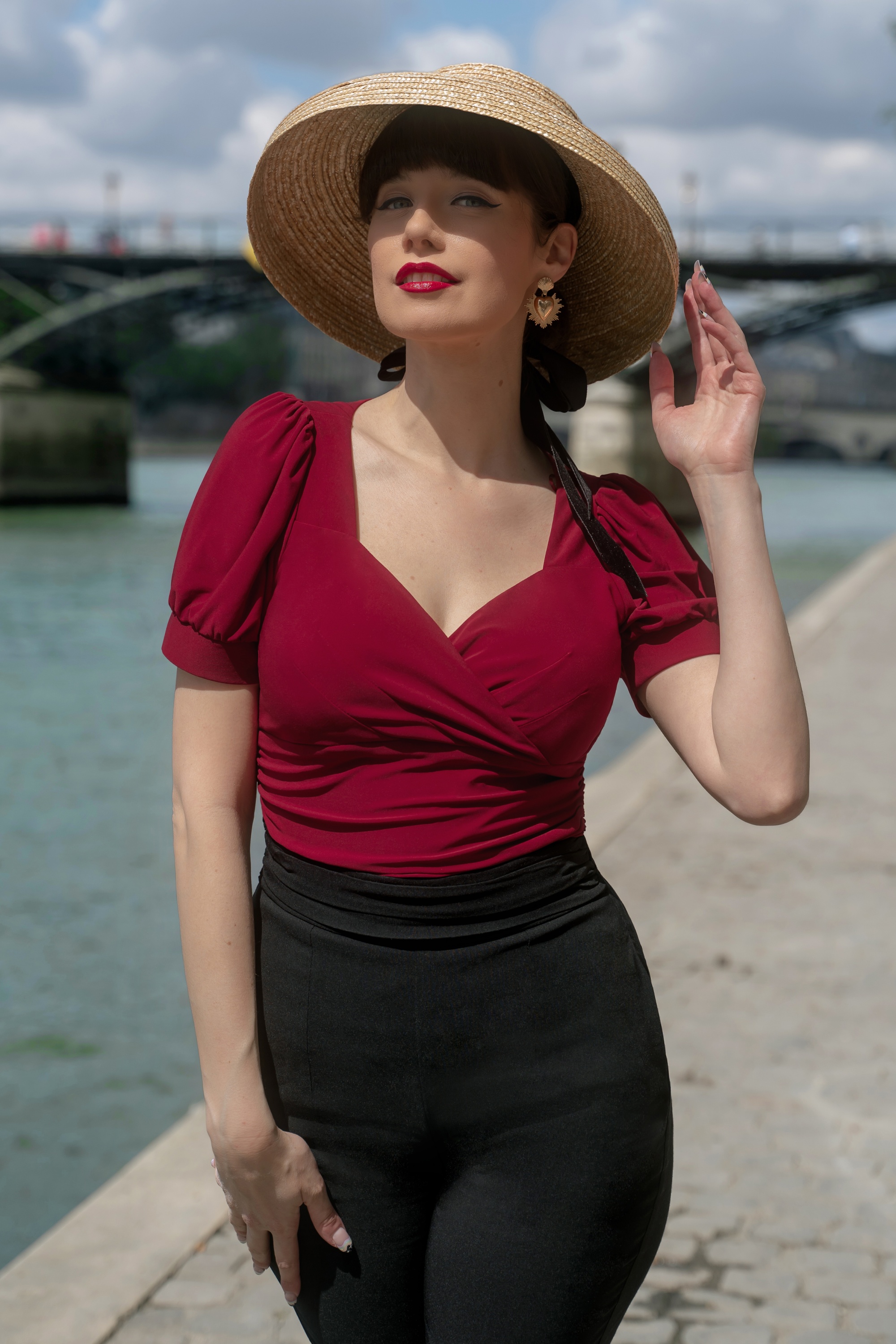 Vintage Diva  - Joyce top in rood