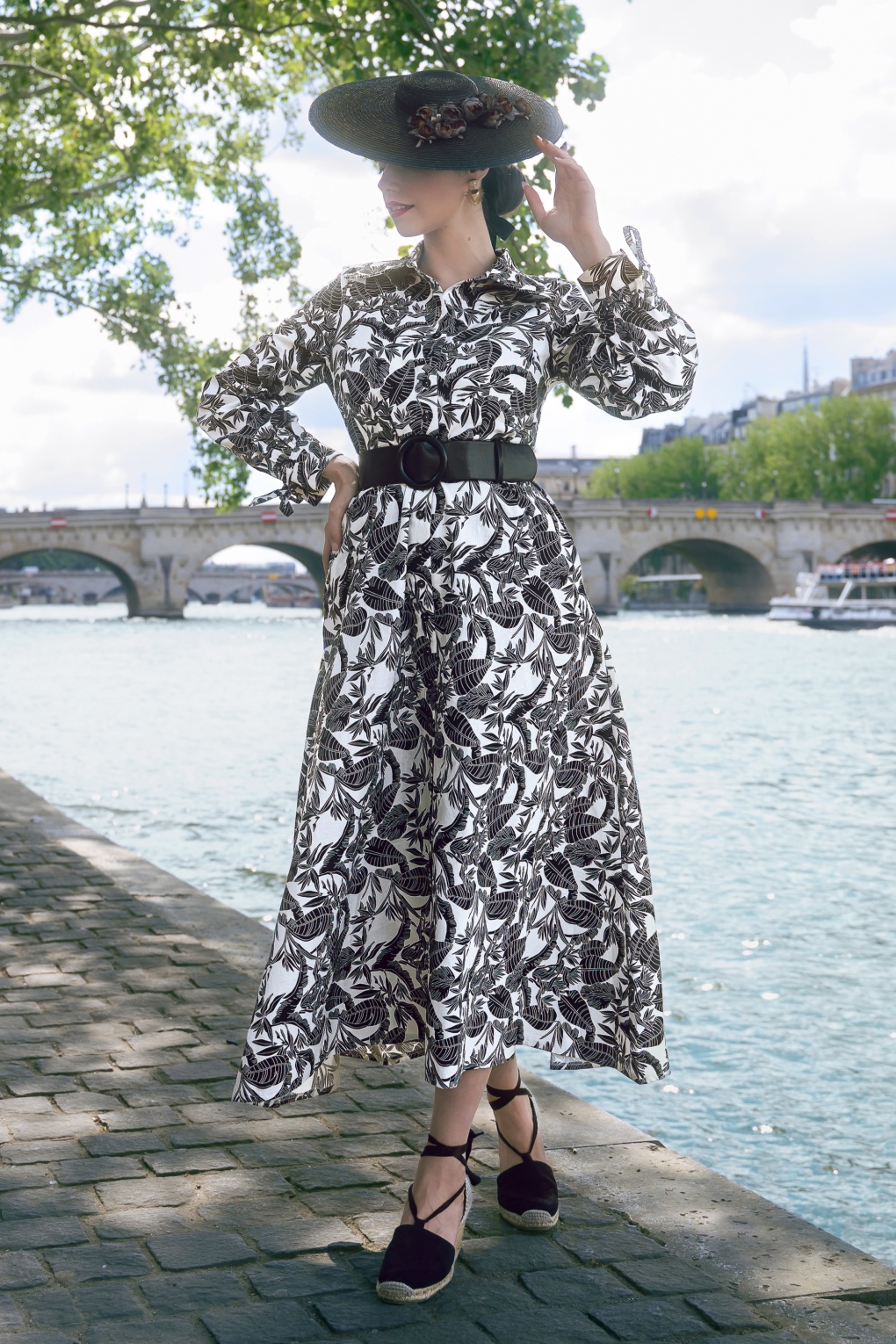 black and white fall dress Amelia Gown Black and White Faille M / Black