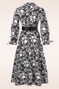 Vintage Diva  - Colette Maxi Kleid in Weiß mit schwarzem Muster 6