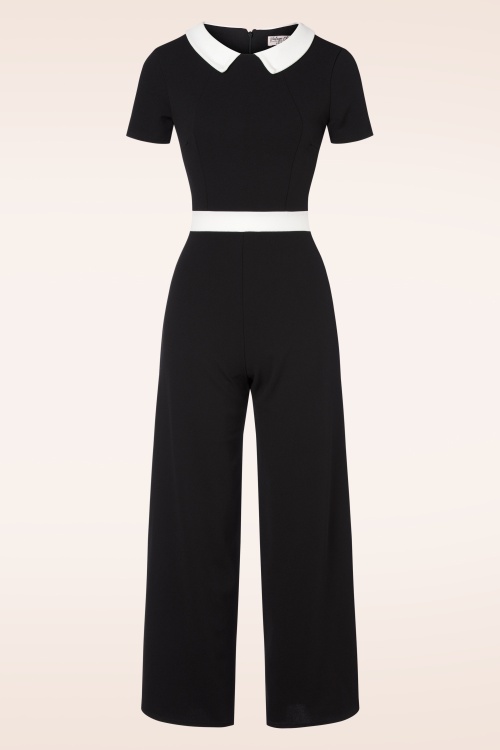 Vintage Chic for Topvintage - Caro jumpsuit in zwart en wit