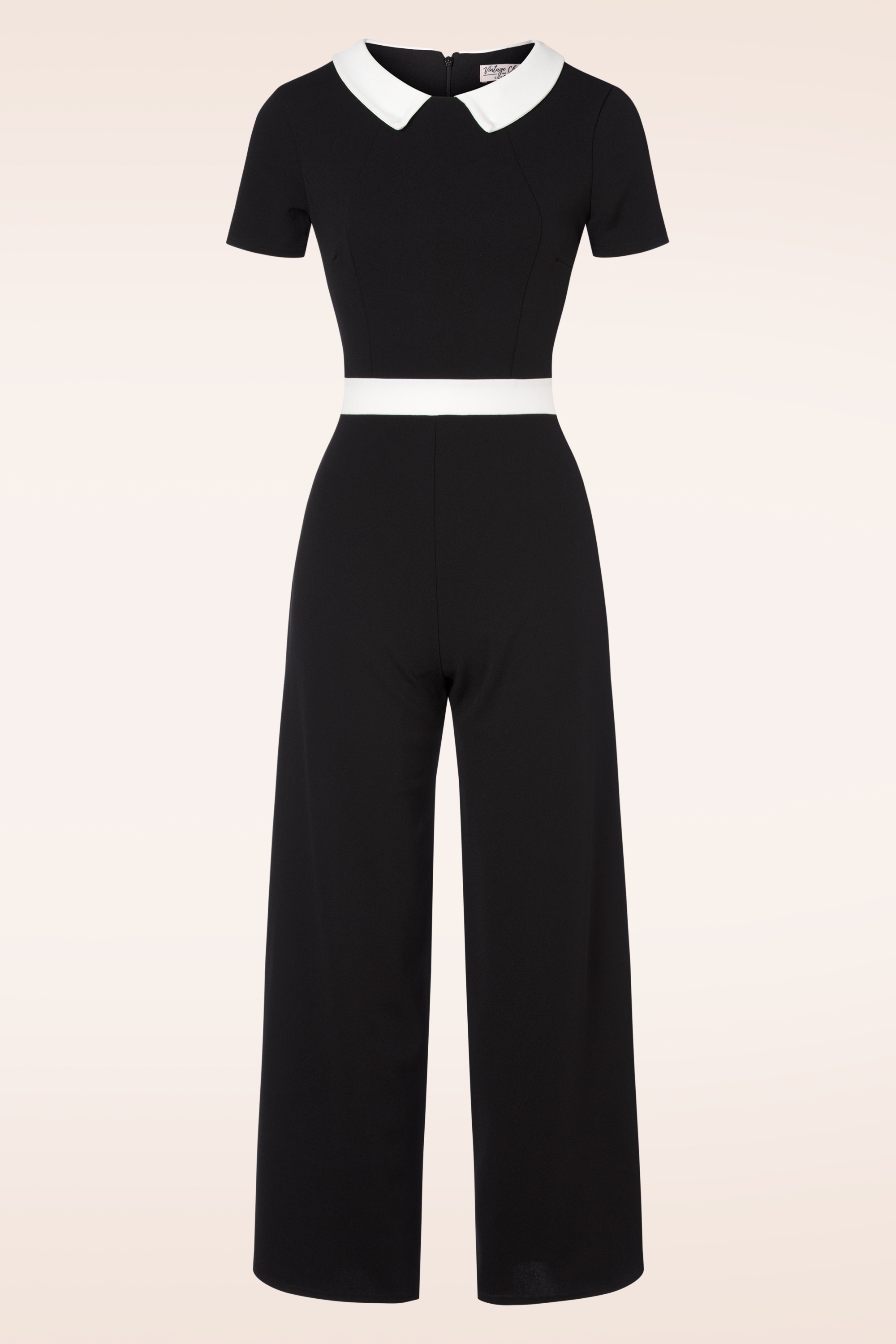 Vintage Chic for Topvintage - Caro jumpsuit in zwart en wit