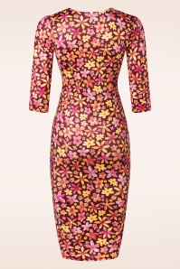 Vintage Chic for Topvintage - Eliza Floral Slinky Etuikleid in Weinrot 3