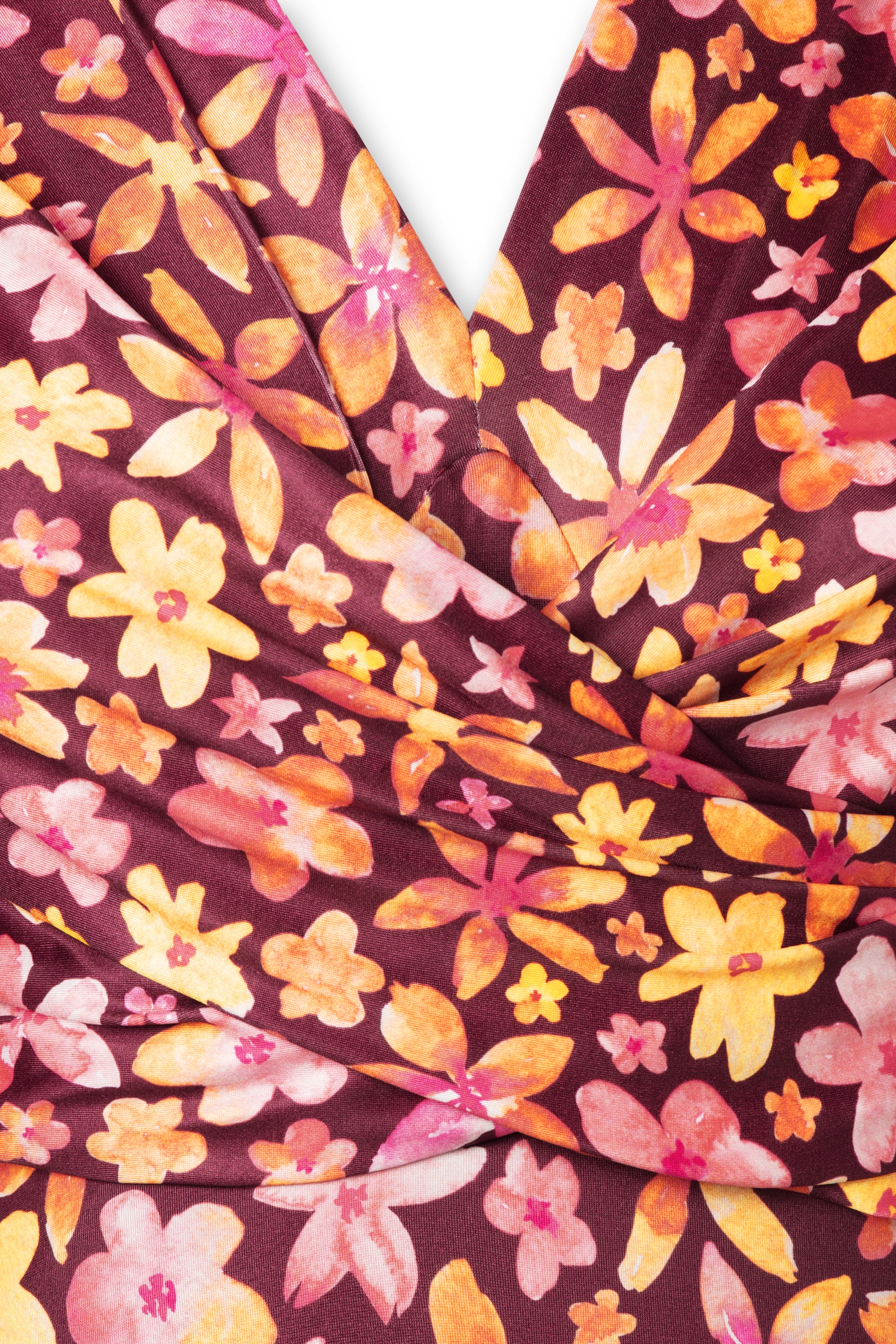 Vintage Chic for Topvintage - Eliza floral slinky pencil jurk in wijnrood 2