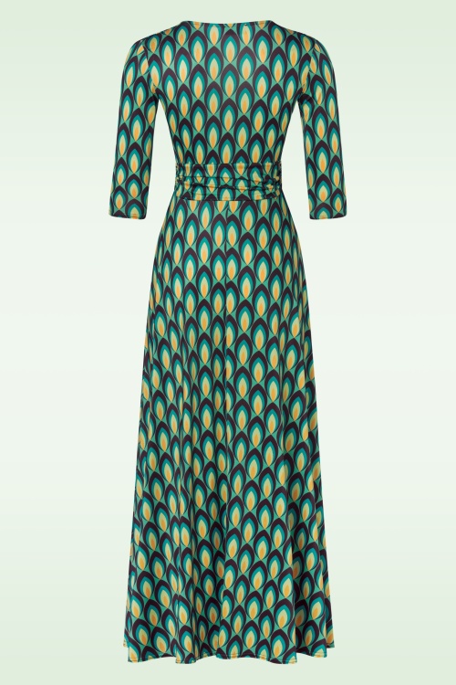 Vintage Chic for Topvintage - Vivian Retro maxi jurk in teal 3