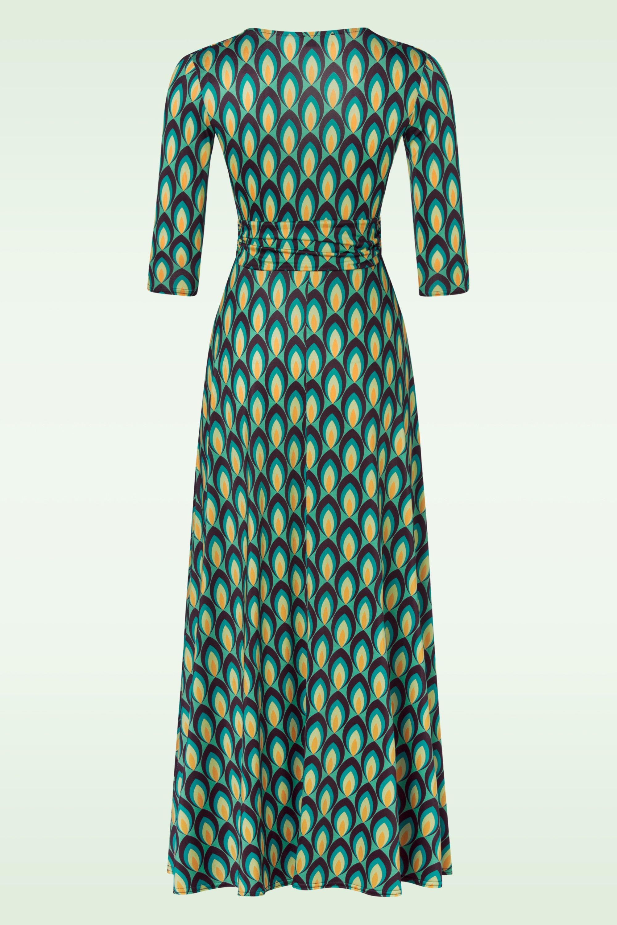 Vintage Chic for Topvintage - Vivian Retro maxi jurk in teal 3