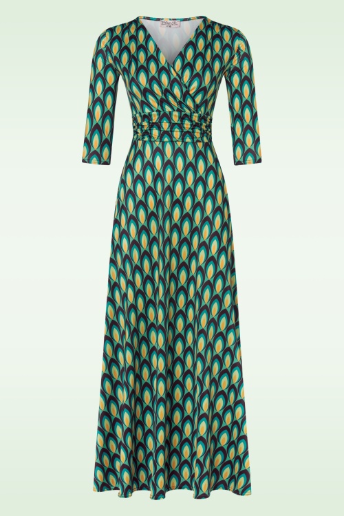 Vintage Chic for Topvintage - Vivian Retro maxi jurk in teal