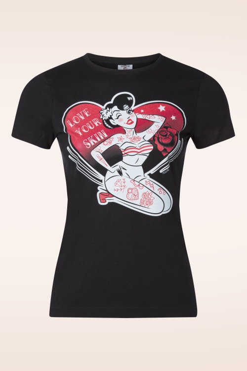 PinRock - Love Your Skin T-Shirt in zwart