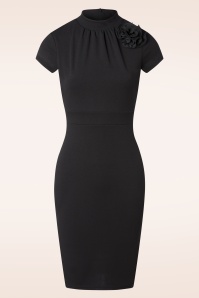 Vintage Chic for Topvintage - Nova Flower Etuikleid in Schwarz