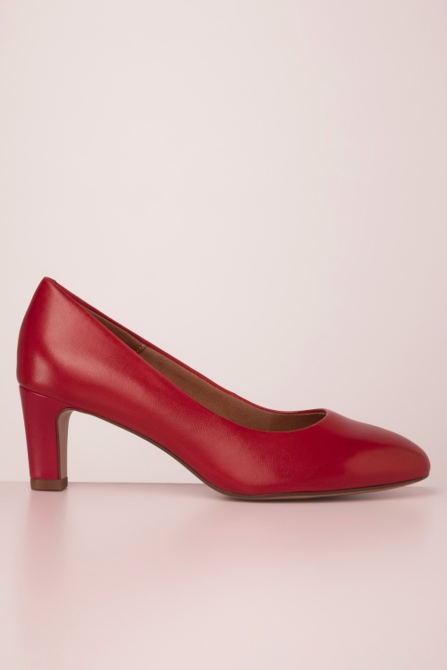 Tamaris - Sally lederen pumps in vurig rood