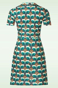 Vintage Chic for Topvintage - Daisy Retro Blumen Kleid in Marineblau und Multi 3