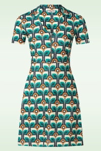 Vintage Chic for Topvintage - Daisy Retro Blumen Kleid in Marineblau und Multi