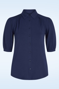 King Louie - Carina lichte EcoVero viscose blouse in beacon blauw 2