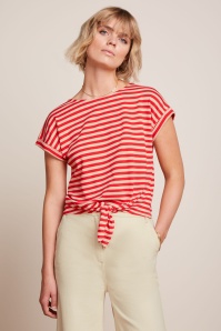 King Louie - Aria Chopito Stripe geknoopt t-shirt in vuurrood 3