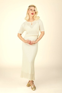 Topvintage Boutique Collection - Evelyn Gestrickter Maxirock in Off White 3