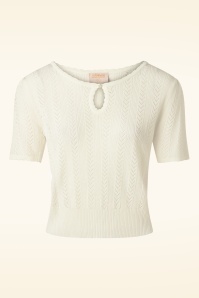 Topvintage Boutique Collection - Evelyn Pearl Stricktop in Off White 2