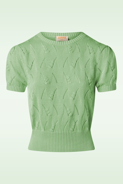 Topvintage Boutique Collection - Lana gebreide top in groen 2