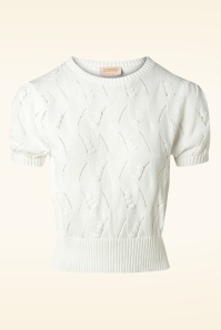 Topvintage Boutique Collection - Lana Knitted Top in White 2