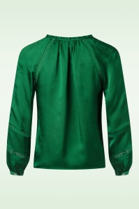 Topvintage Boutique Collection - Melissa Satin Look Bluse in Smaragdgrün 5