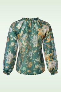 Topvintage Boutique Collection - Melissa Sheer Floral Bluse in weichem Grün 5