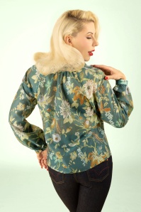 Topvintage Boutique Collection - Melissa Sheer Floral Bluse in weichem Grün 4