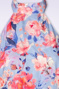 Topvintage Boutique Collection - Leonie Floral Halter Maxi Dress in Sky Blue 4