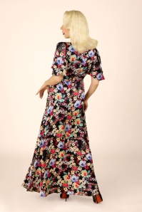 Topvintage Boutique Collection - Laura Floral maxi jurk in zwart 6
