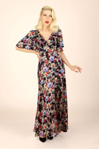 Topvintage Boutique Collection - Laura Floral maxi jurk in zwart 3
