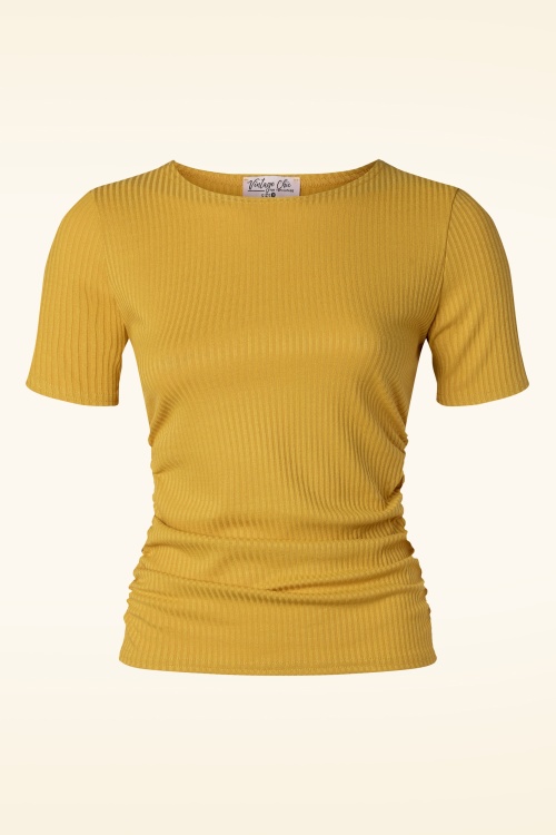 Vintage Chic for Topvintage - Miriam rib top in mosterdgeel 