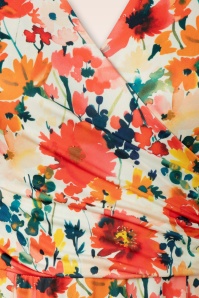 Vintage Chic for Topvintage - Layla Floral waterverf overslag jurk in crème en multi 2