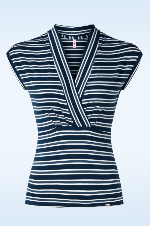 Blutsgeschwister - Virgin Venus top in Caravan Stripes Blue