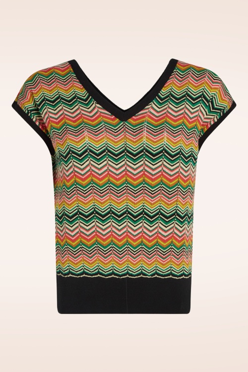 King Louie - Penny zigzag Double V top in zwart en multi 2