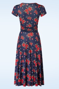 Vintage Chic for Topvintage - Andi Floral Swing Kleid in Marineblau 3