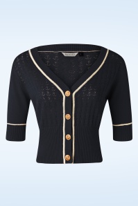 Banned Retro - 50s Boat Club Cardigan in Navy