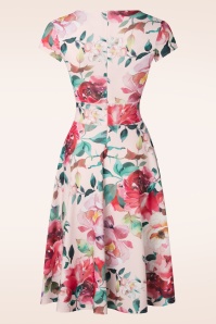 Vintage Chic for Topvintage - Miley Flower Swing Dress in Dusty Pink and Multi 3