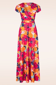 Vintage Chic for Topvintage - Rinda Floral maxi jurk in oranje en multi