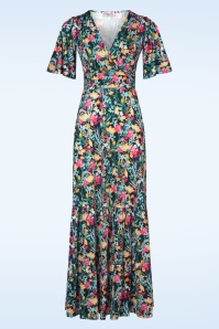 Vintage Chic for Topvintage - Fiona Floral Maxi Dress in Black and Multi